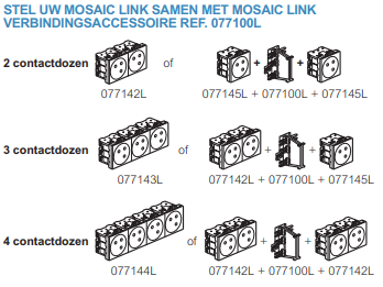 Mosaic Link viervoudig stopcontact 8 modules wit