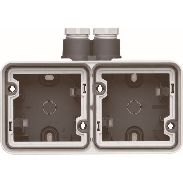 Boîte de surface horizontale double Cubyko 2 entrées presse-étoupe M20 gris