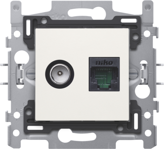 socle coaxial + RJ45 UTP cat.5E + ensemble de finition