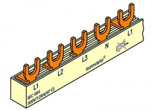 Peigne de distribution fourche 4P ->2P 18mod Ø10 L1L2L3N-L1N-L2N-L3N-L1N.....