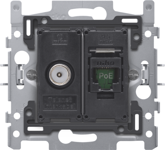 sokkel coax+RJ45 UTP Cat6A PoE met klauwbevestiging (170-66358)