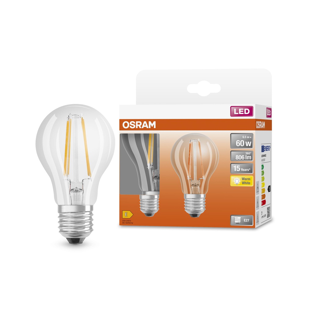 ledlamp E27 7W filament warm wit (2 stuks)