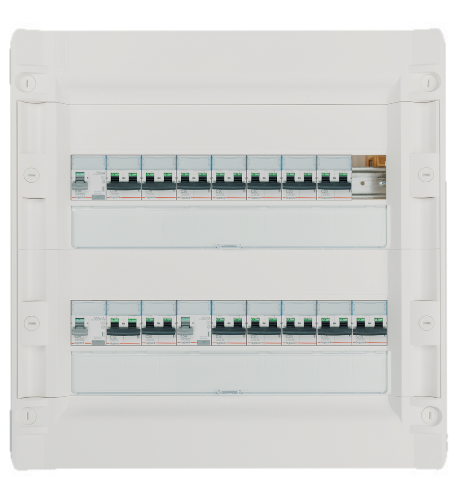 tableaux électriques pré-câblés  2R36M 2x230 - Porte transparante