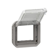 [LEG_069580L] Plexo adapter met transparant klapdeksel voor Mosaic 2 modules grijs