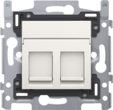 [NIK_101-66267] socle 2x connexions RJ45 STP Cat. 6 PoE++ avec fixation à vis + kit de finition