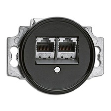 [THO_100722] bakeliet 2x RJ45 cat.6A  inbouw zwart